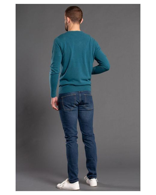 Kensington Eastside Blue V-Neck Long Sleeve Jumper for men