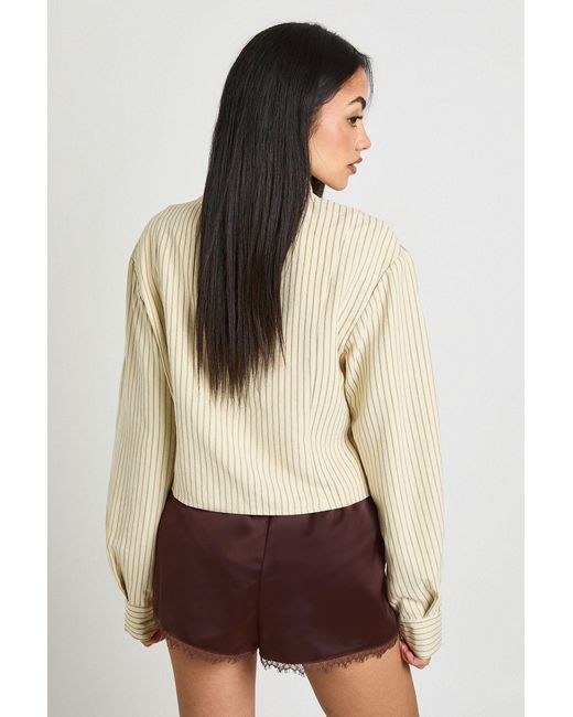 Boohoo Natural Lace Trim Runner Short