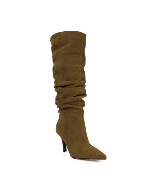 Dune Green Santi Slouchy Leather Knee High Boots
