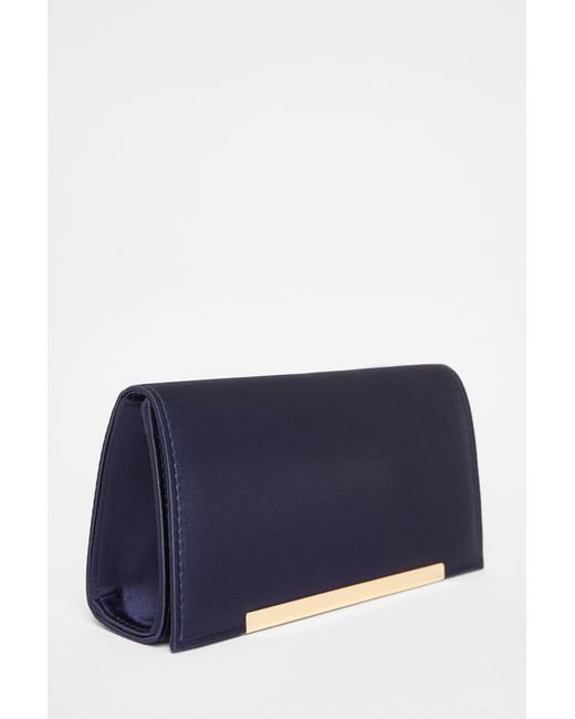 Quiz Blue Satin Long Clutch Bag
