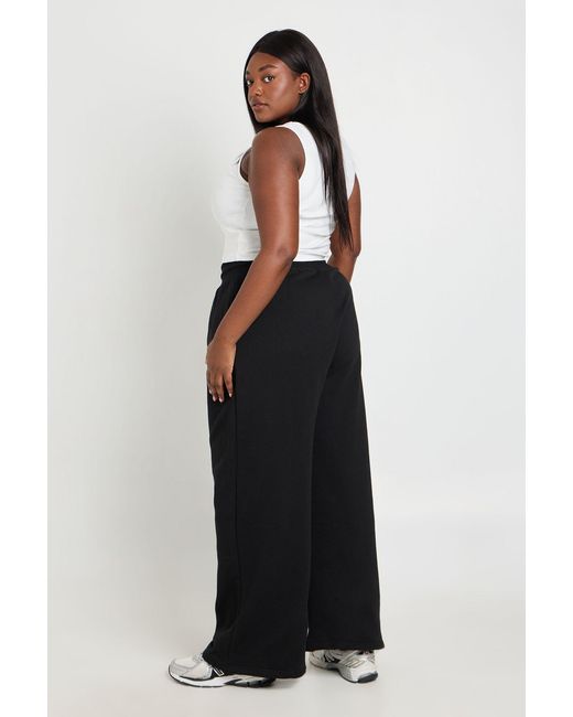 Boohoo Black Plus Pintuck Wide Leg Jogger