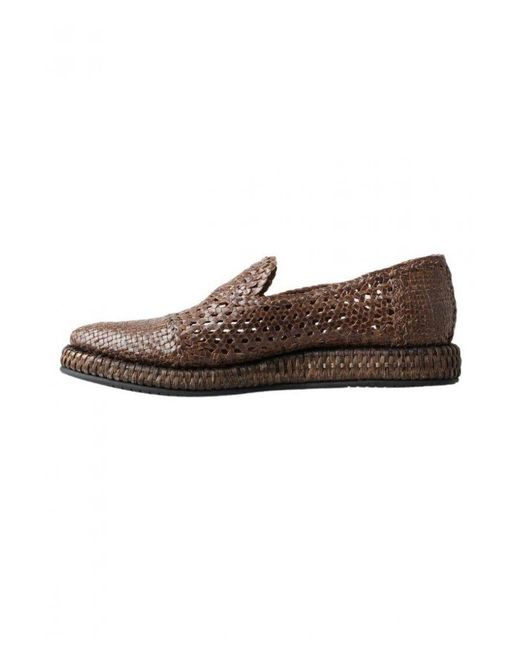 Dolce & Gabbana Brown Woven Leather Loafers Casual for men