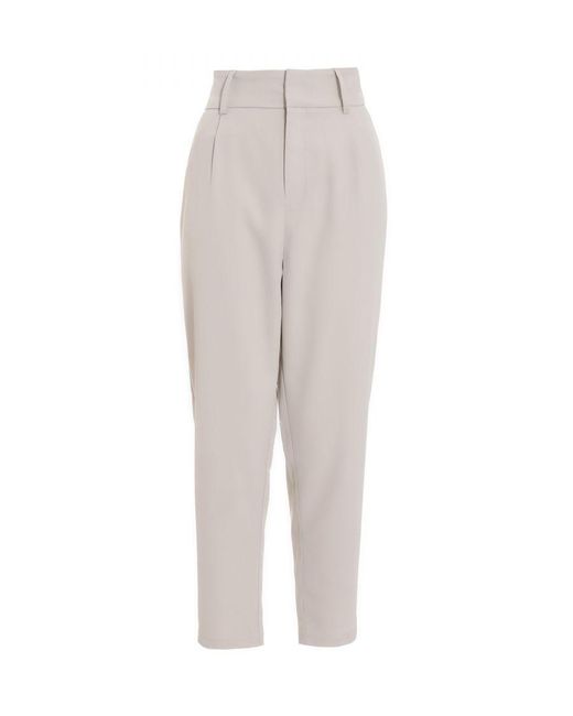 Quiz White High Waisted Tapered Trousers