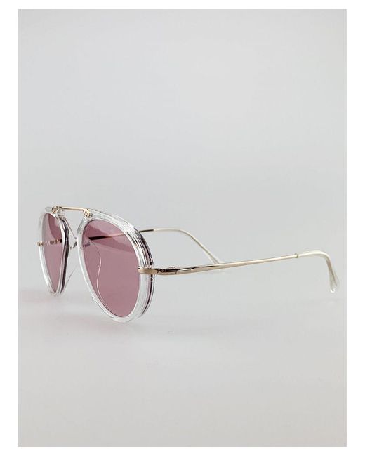 SVNX Pink Clear Frame Aviator Sunglasses