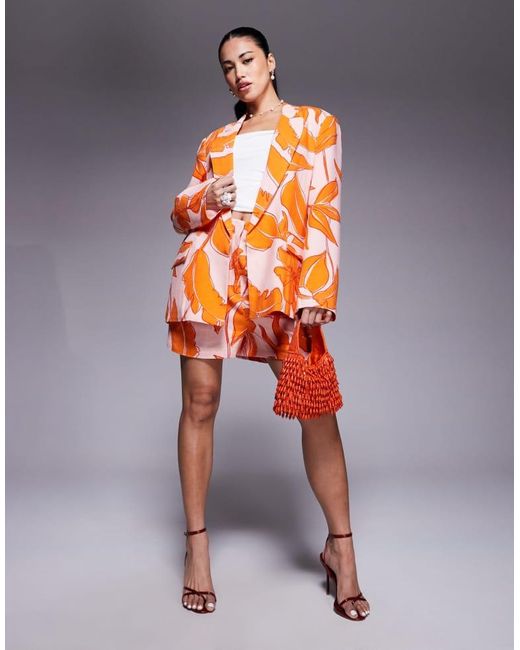 ASOS Orange Relaxed Blazer Co-Ord With Linen