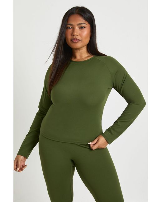 Boohoo Green Plus Supersoft Seam Detail Long Sleeve Top