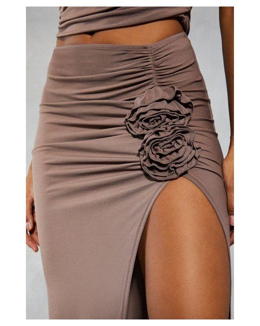 MissPap Gray Ruched Corsage Maxi Skirt
