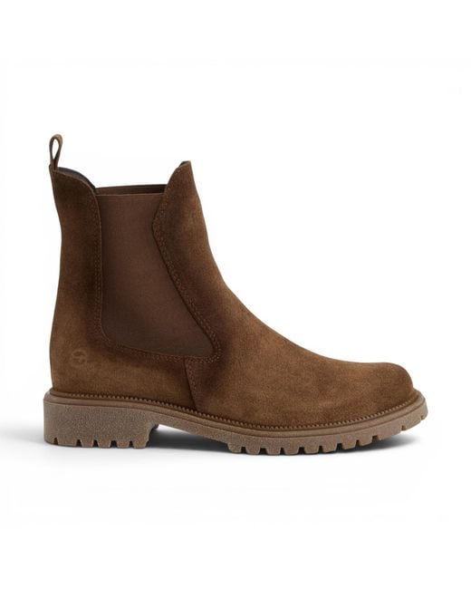 Tamaris Brown Leather High Chelsea Ankle Boots