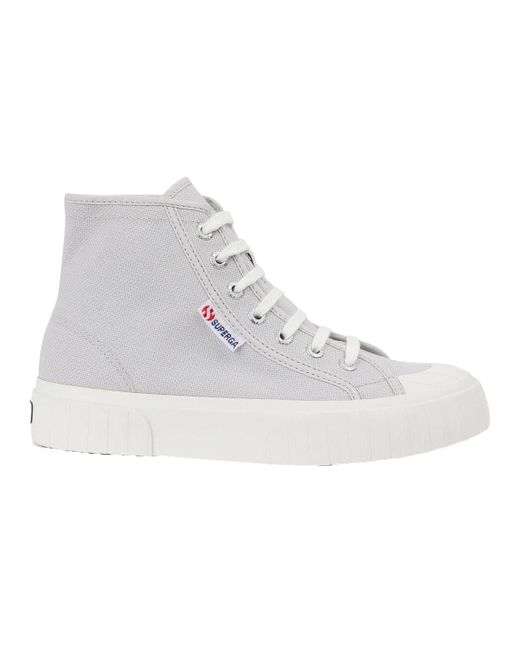 Superga Gray Ladies 2696 Stripe High Tops /Avorio)