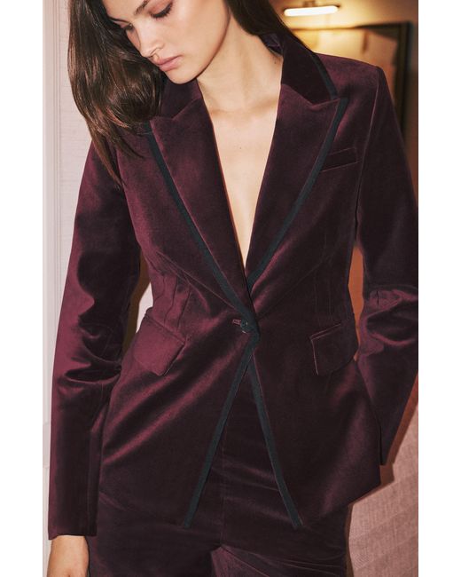 Karen Millen Petite Velvet Groisgrain Tailored Blazer