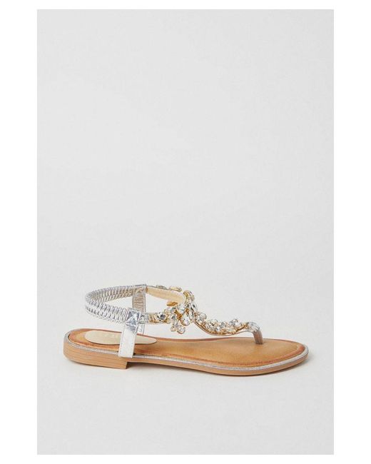 Faith Mara Jewel Detail T Bar Flat Sandals in Blue Lyst UK