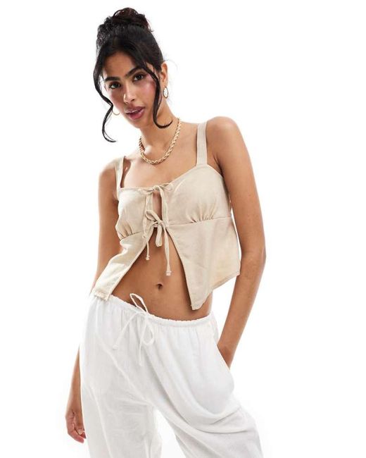 ONLY White Tie Front Top