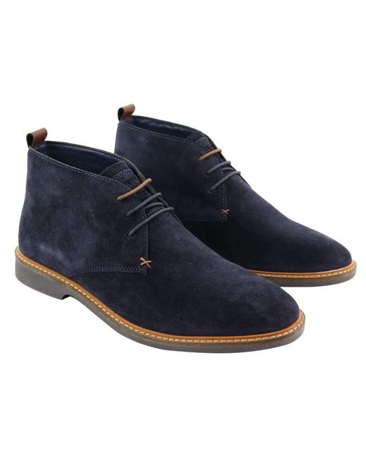 House Of Cavani Blue Suede Lace Up Chukka Boots for men