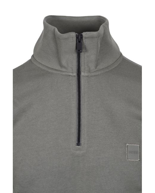 Boss Gray Zetrust Sweatshirt Open Cotton for men