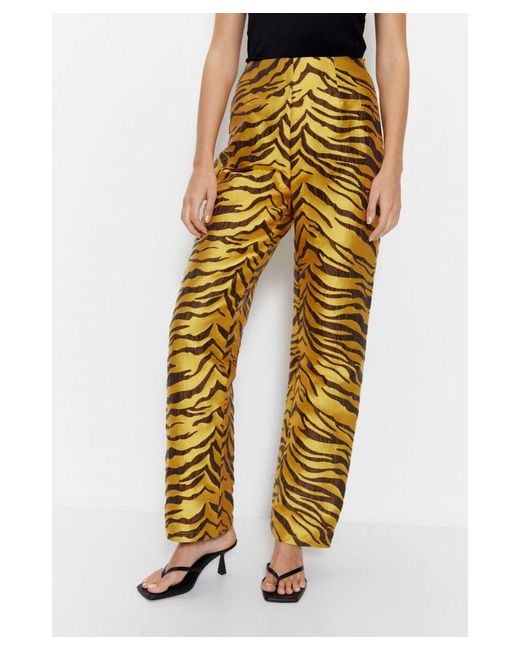 Warehouse Metallic Premium Jacquard Zebra Print Trousers