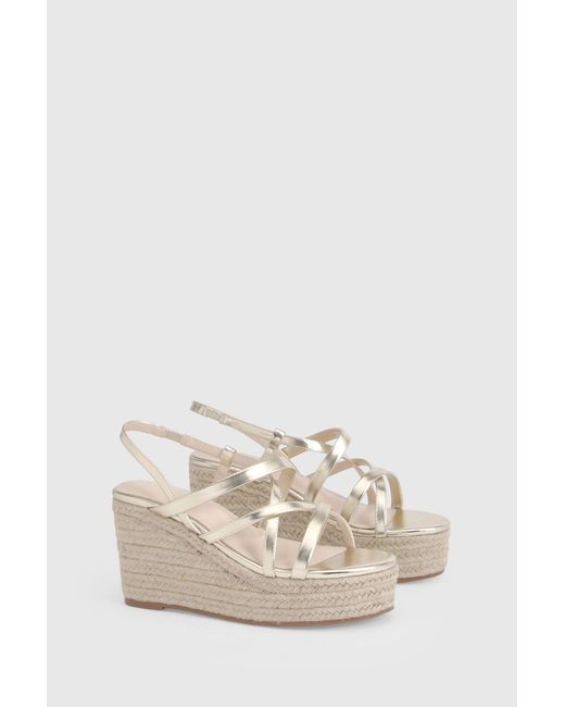 Boohoo Natural Strappy Open Toe Wedges