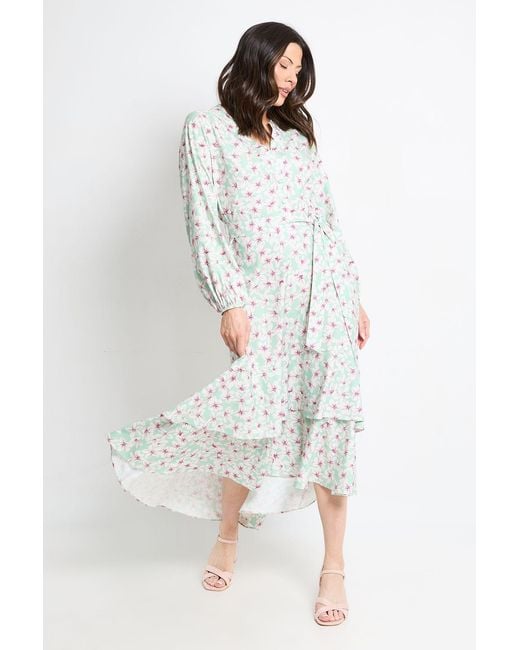 Wallis Green Floral Print Button Midi Shirt Dress