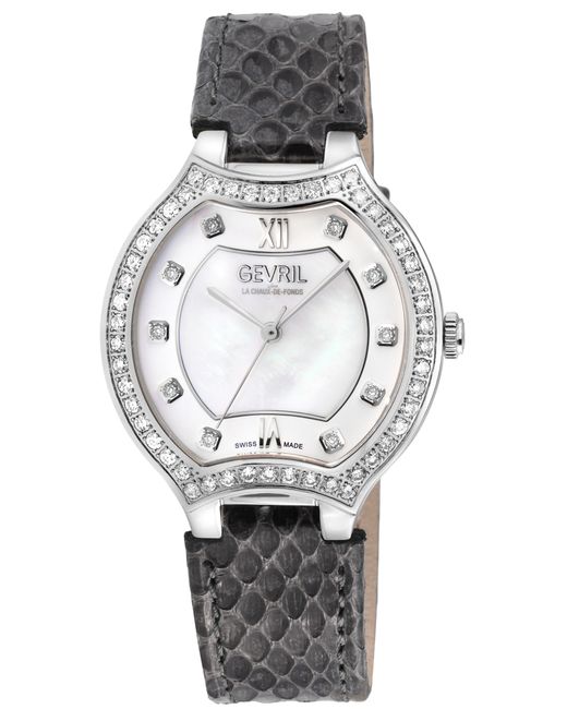Gevril Gray Lugano Swiss Diamond Genuine Italian Handmade Leather Watch