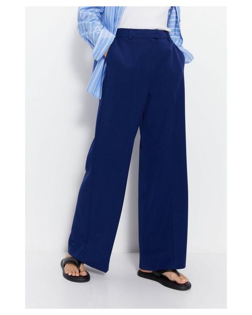 Warehouse Blue Tailored Straight Leg Trousers