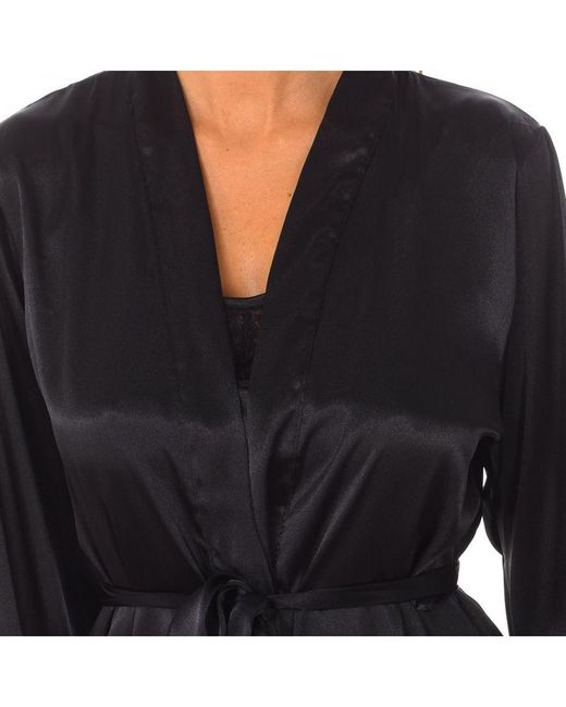 Kisses&Love Black Cross 3/4 Sleeve Robe With Drawstring Closure 2116