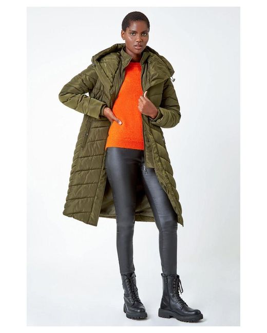 Roman Green Hooded Quilted Coat