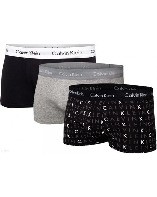 Calvin Klein Black 3 Pack Cotton Stretch Boxers Low Rise Trunks for men