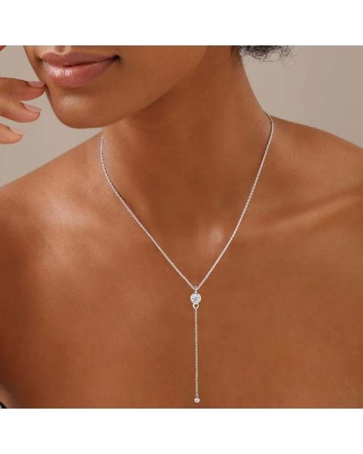 Bibei White Bow Necklace With Cubic Zirconia