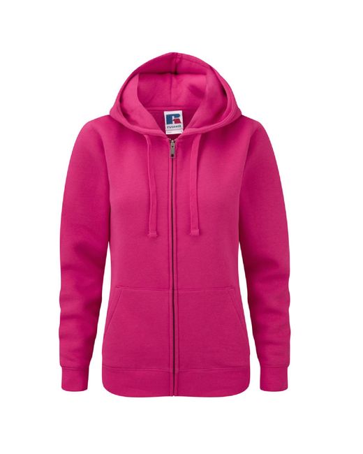 Russell Pink Ladies Premium Authentic Zipped Hoodie (3-Layer Fabric)