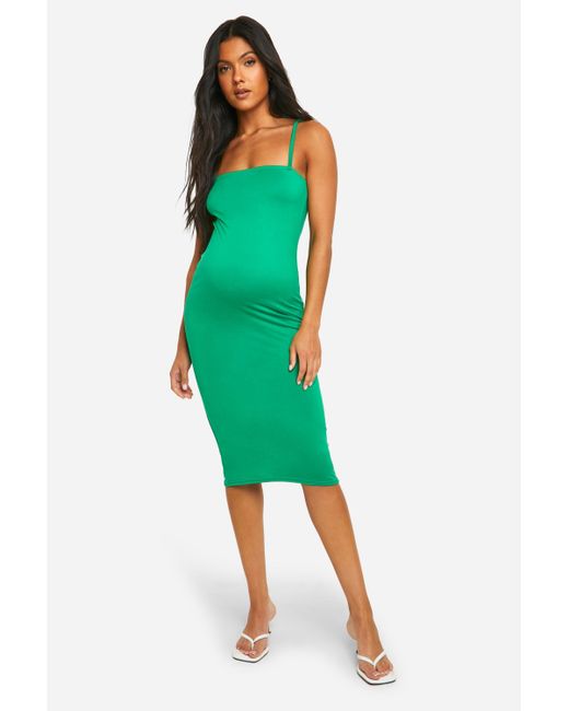 Boohoo Green Maternity Super Soft Strappy Midi Dress