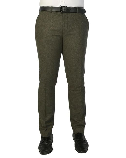 Paul Andrew Olijfgroene Wolmix Tweed Formele Broek in het Green voor heren