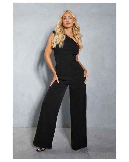 MissPap Gray One Shoulder Structured Asymmetric Jumpsuit