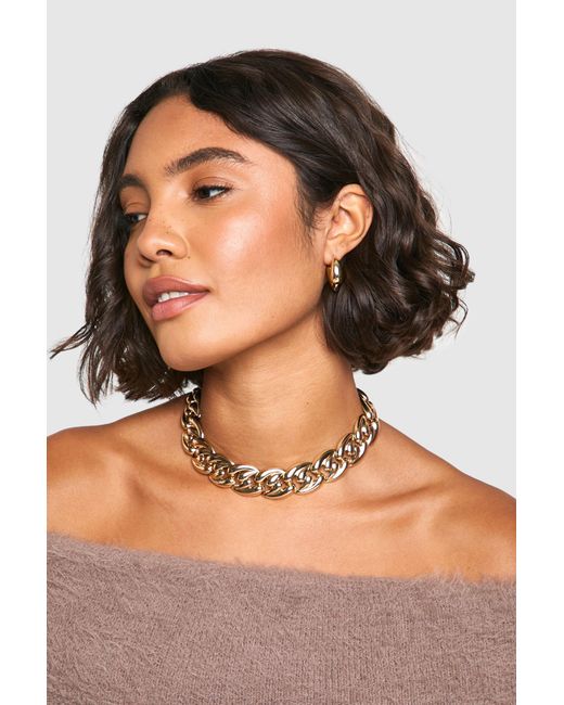 Boohoo Brown Chunky Chain Necklace