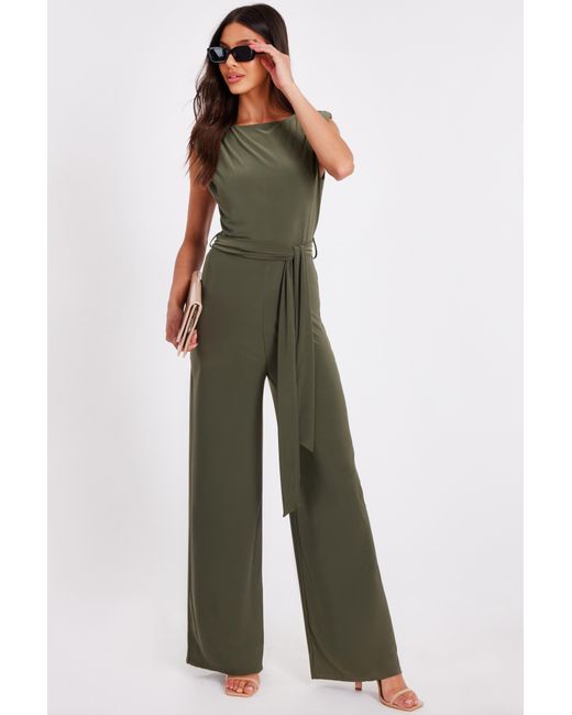 Quiz Green Tie Waist Jumpsuit