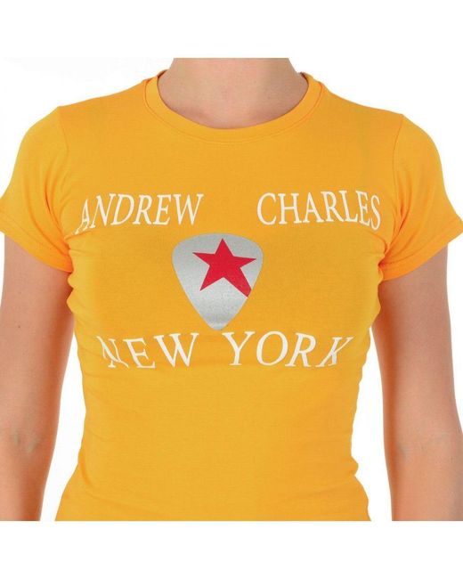 Andrew Charles by Andy Hilfiger Orange T-Shirt Ts501 03 1002 Tarana Cotton