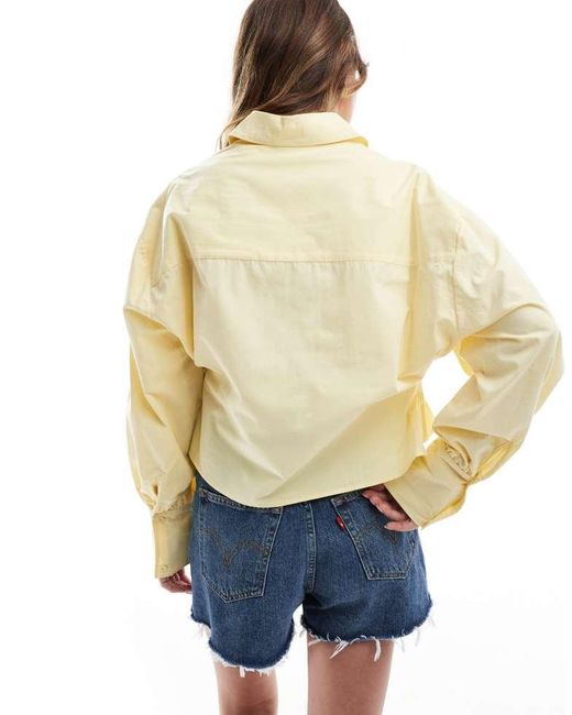 ASOS White Poplin Crop Cinch Waist Shirt