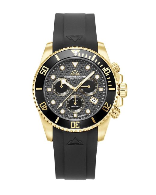 Christophe Duchamp Black Marine Chrono Rubber Watch 42Mm for men