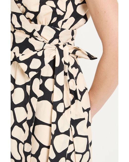 PRINCIPLES White Geo Print Wrap Tie Midi Dress