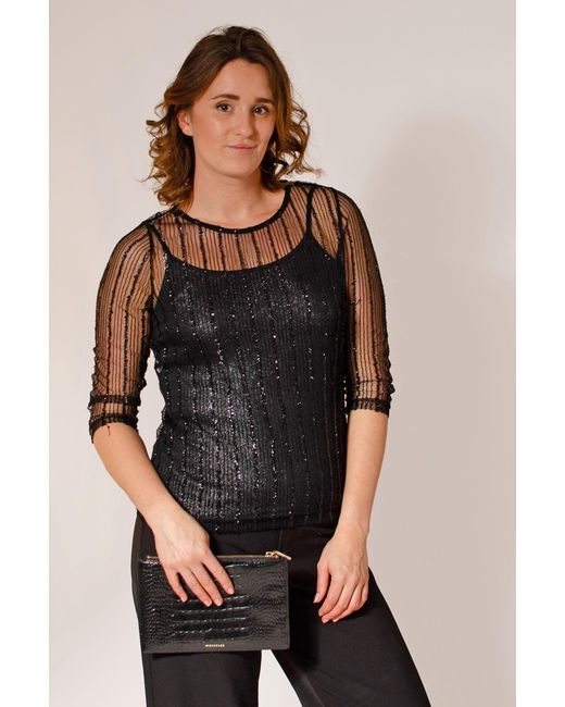 Secret Label Black Layered Sparkle Top