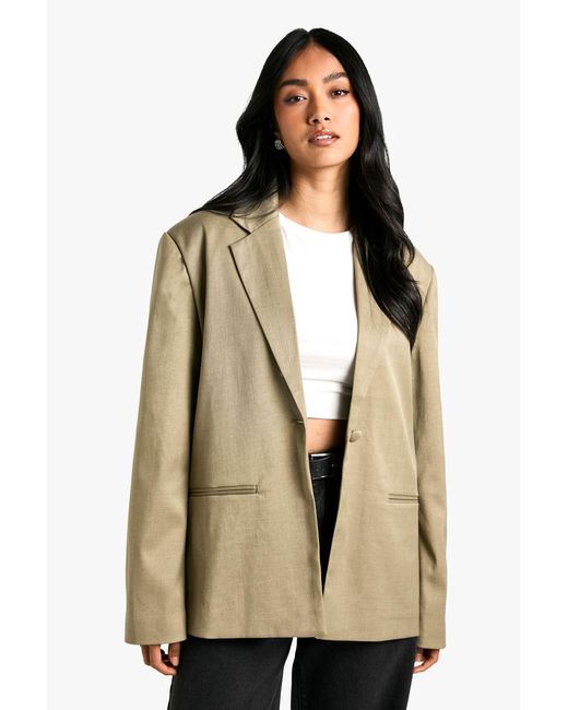 Boohoo Natural Tailored Single Breast Oversized Blazer