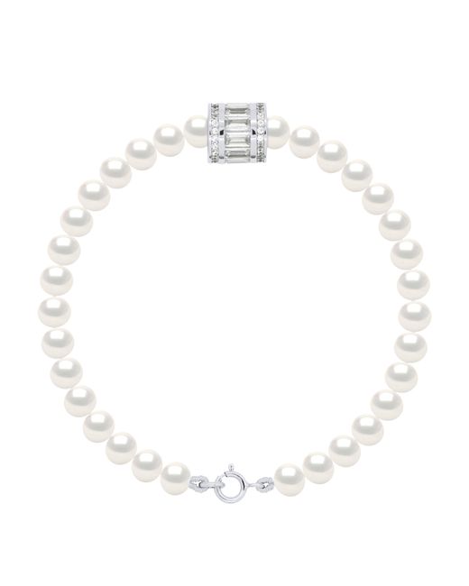 Ateliers Saint Germain White Bracelet Row Of Real Cultured Freshwater Pearls Semi Round 5-6 Mm