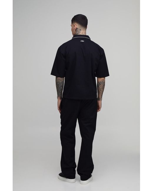 BoohooMAN Blue Tall Oversized Pocket Detail Twill Shirt & Relaxed Trouser Set for men