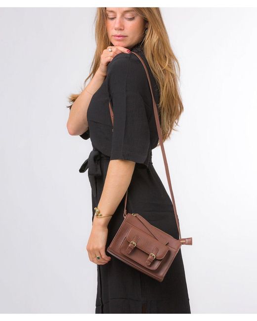 Pure Luxuries Brown 'Monica' Dark Nappa Leather Cross Body Bag