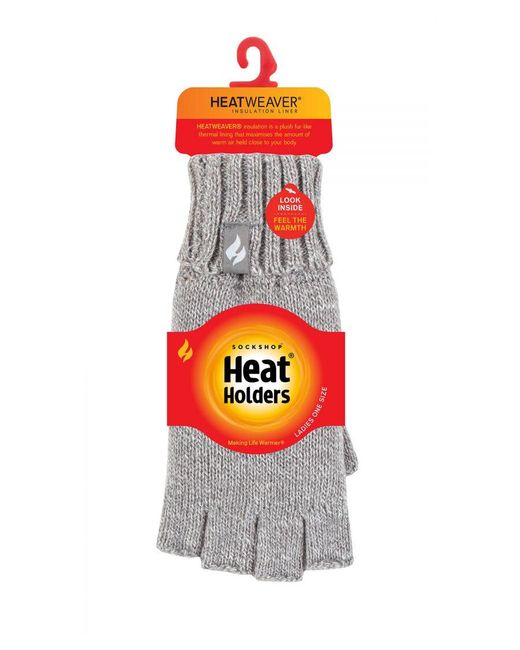 Heat Holders Gray Ladies Solid Knitted Fingerless Gloves