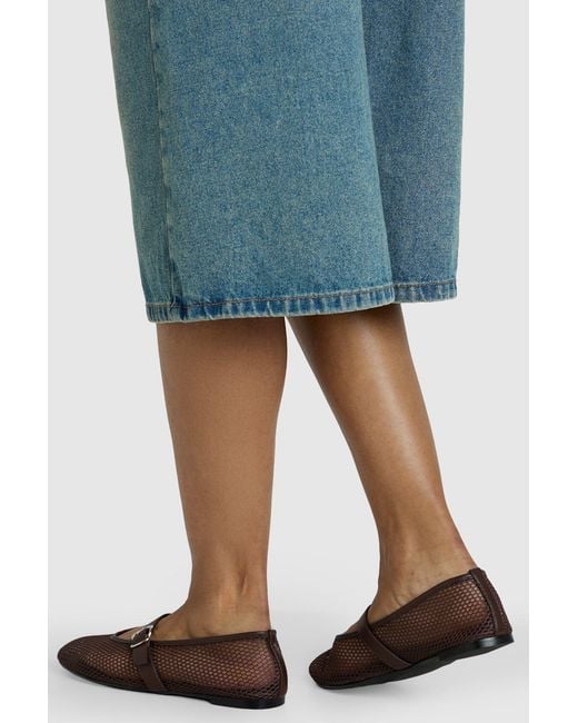 Boohoo Blue Mesh Mary Jane Ballet Flats