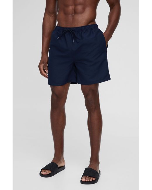 BoohooMAN Blue Mid Length Swim Trunks for men