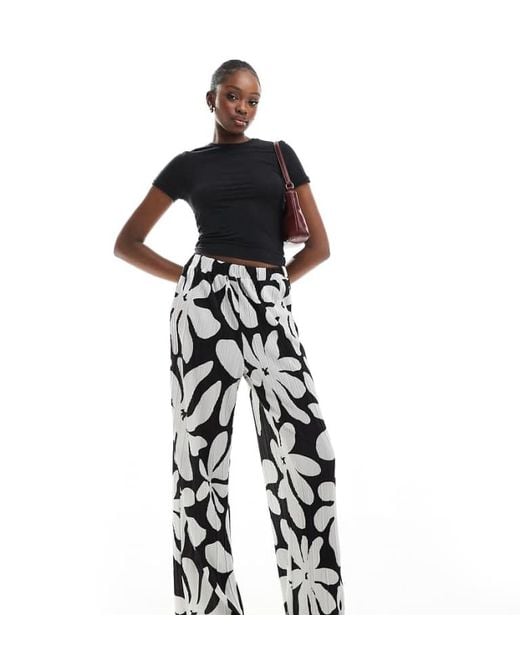 Vero Moda Black High Waist Wide Leg Plisse Trouser