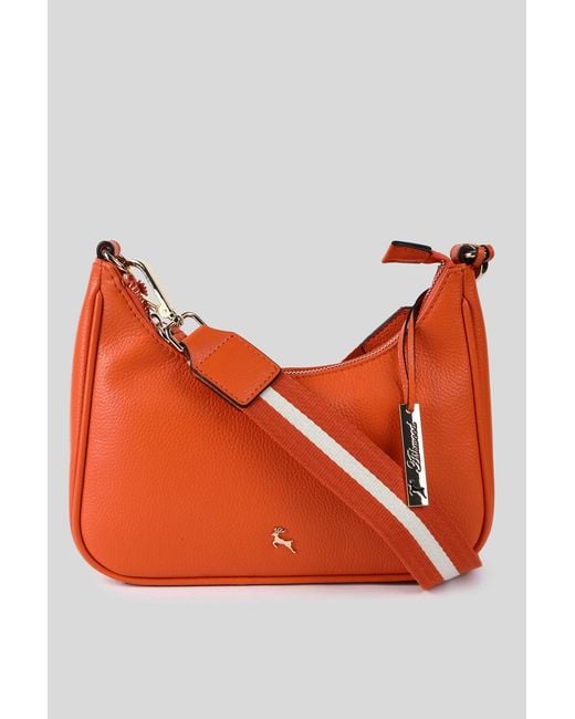 Ashwood Leather Orange 'Bella Toscana' Real Crossbody Bag With Webbing Strap