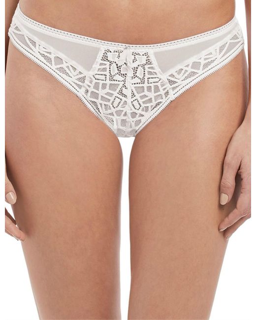 Freya White Soiree Lace Brazilian Thong