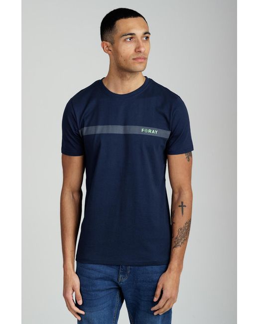 Foray Blue Short Sleeve Cotton Crew Neck Logo T-Shirt for men