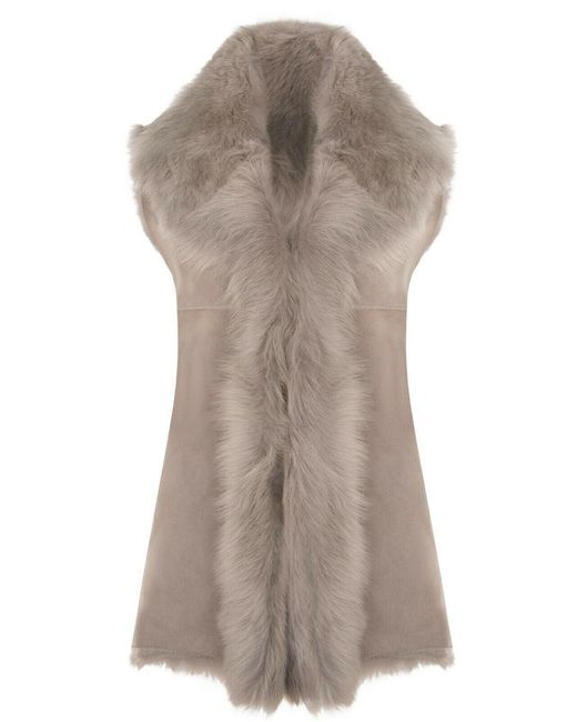 Infinity Leather Brown Toscana Sheepskin Long Gilet-Sorocaba